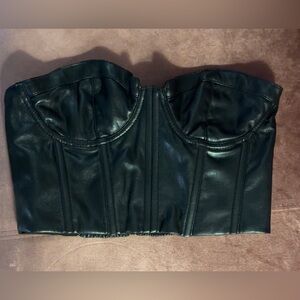Alice + Olivia leather strapless crop top black size 2